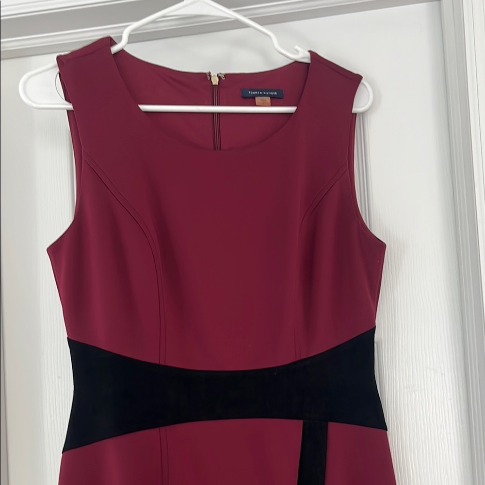 Tommy Hilfiger Red and Black Sheath Midi Dress